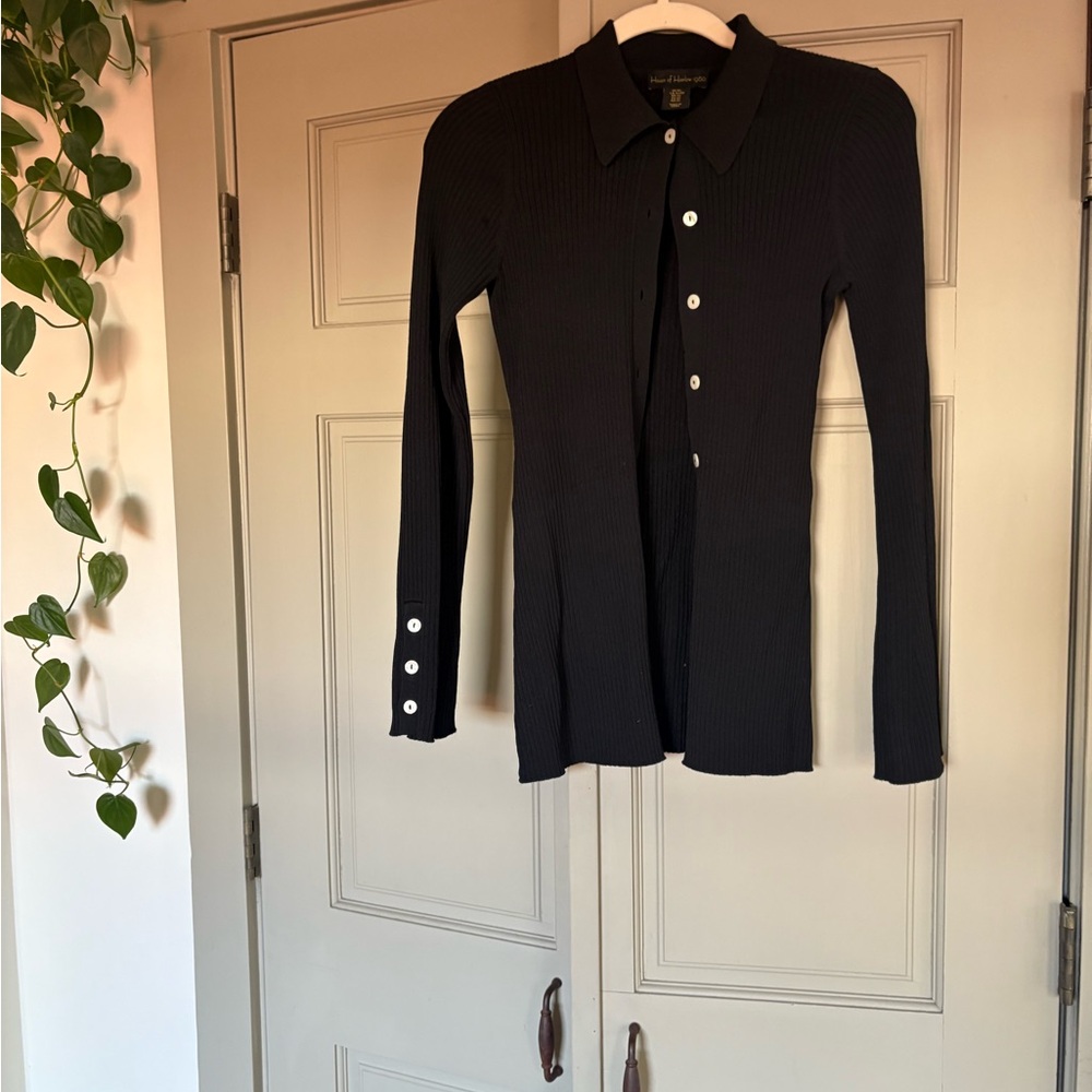 House of Harlow 1960 Black Ribbed Top
